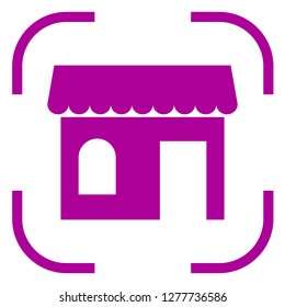 Shop icon vector in focus. White background
