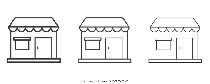 Shop-Symbol, Vektorgrafik. Schwarze, dünne Linien