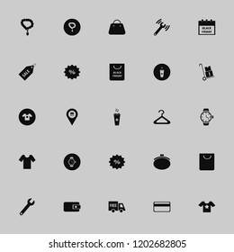 shop icon. shop vector icons set black friday calendar, watch, wrench and hanger