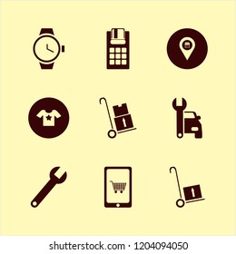 shop icon. shop vector icons set store location, car repair, wrench and watch