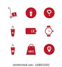 shop icon. shop vector icons set watch, hot coffee, shopping bag and store location