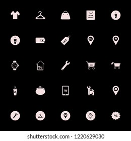 shop icon. shop vector icons set wrench, hanger, purse and store location