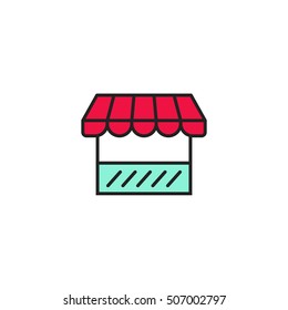 Shop icon vector illustration, storefront symbol line outline style, store icon isolated on white background