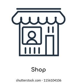 Shop icon vector isolated on white background, Shop transparent sign , thin symbols or lined elements in outline style