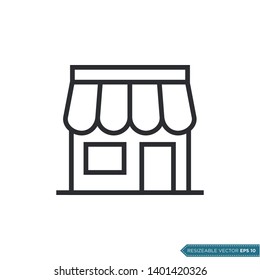 Vector de icono de compra. Plantilla de diseño de edificio de tienda.