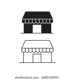 Shop Icon Vector – Símbolo del logotipo de la tienda, estilo blanco y negro, signo aislado de alta calidad – Vector Icon Colección.eps