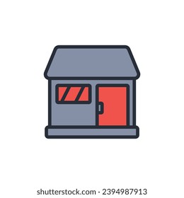 shop icon. vector.Editable stroke.linear style sign for use web design,logo.Symbol illustration.