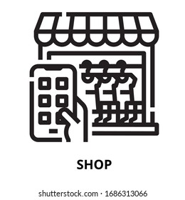 Shop icon for website, application, printing, document, poster design, etc.