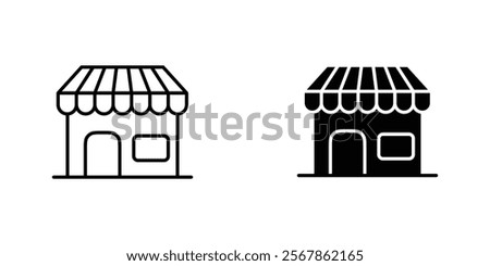 Shop icons collection in Filled flat and thin line style.