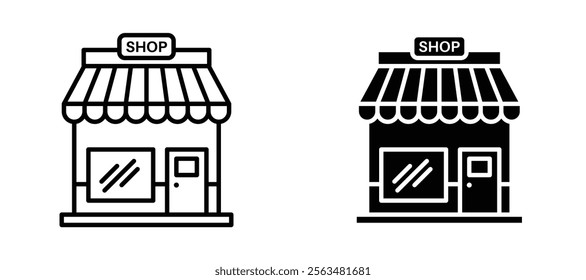 Shop icons in outline and fill. vector illustration for ui.