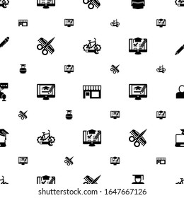 shop icons pattern seamless. Included editable filled bike repair service, Small business, Product Listing, Hairdressing salon, online business icons. shop icons for web and mobile.