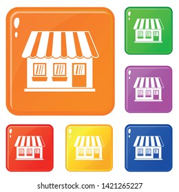 Shop icons set collection vector 6 color isolated on white background