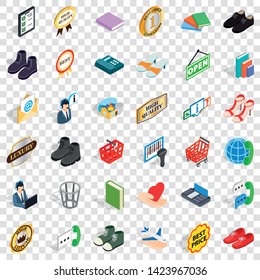 Shop icons set. Isometric style of 36 shop vector icons for web for any design