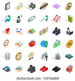 Shop icons set. Isometric style of 36 shop vector icons for web isolated on white background