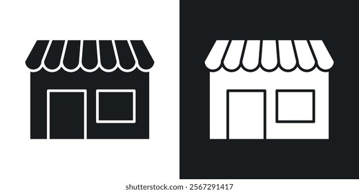 Shop icons in solid black and white colors