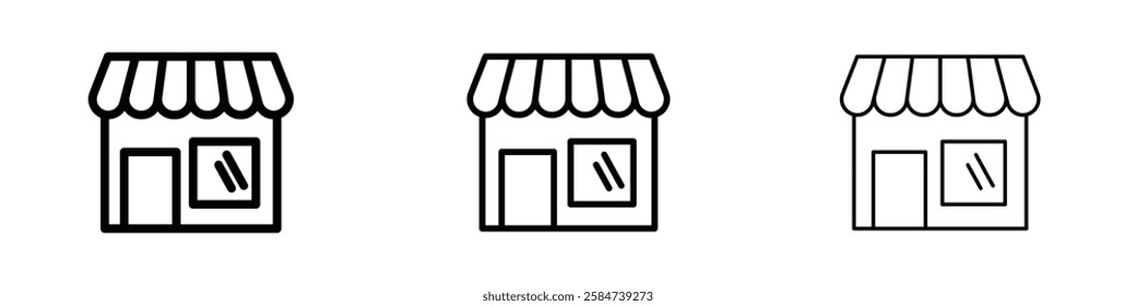 Shop icons in three different stroke lines