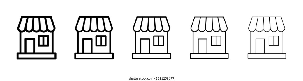 Shop icons vector set in different stroke line style