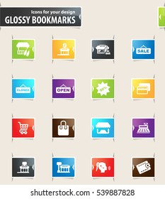 Shop icons for your design glossy bookmarks