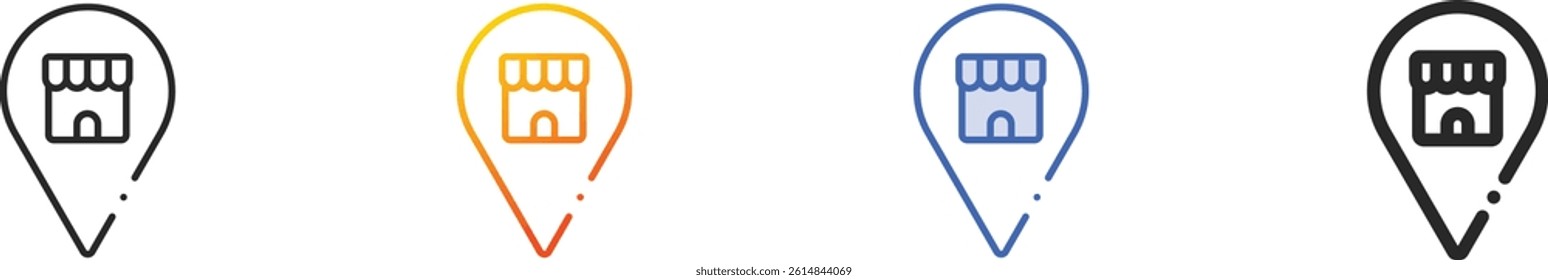 shop icon.Thin Linear, Gradient, Blue Stroke and bold Style Design Isolated On White Background