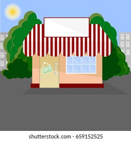 Shop, Illustration shop, shop in town.