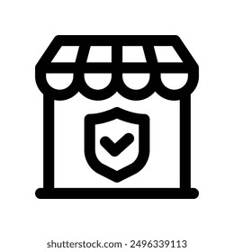 shop insurance icon. vector line icon for your website, mobile, presentation, and logo design.