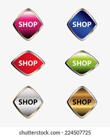 Shop internet icons colorful set 