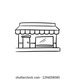 Shop isolated building doodle icon vector 