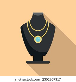 Ver el vector plano del icono de joyería de maniquí. Desplome de la moda. Oro perla