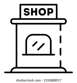 Shop kiosk icon. Outline shop kiosk vector icon for web design isolated on white background