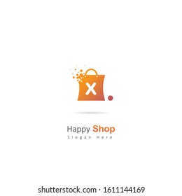 Shop Letter X Logo With Dot Element, Design Vector Shop Logo, Shop Symbol Template