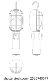 Shop Light Line Art Vector Illustration on White Background. Illuminating Design for Workshops, Workspaces, and DIY Projects