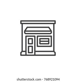 Shop line icon, outline vector sign, linear style pictogram isolated on white. Retail store symbol, logo illustration. Editable stroke