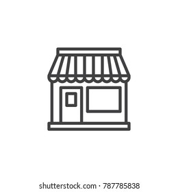 Shop line icon, outline vector sign, linear style pictogram isolated on white. Store symbol, logo illustration. Editable stroke