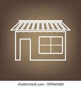 Shop line icon over white background, vector illustration
