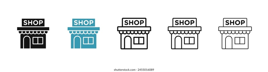 Shop line icon set. retail store line icon. small local business sign. marketplace store pictogram. grocery shop icon for Ui designs.