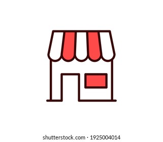 Shop-Line-Symbol. Vektorsymbol im trendigen, flachen Stil auf weißem Hintergrund. Handel singt für Design.