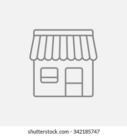 Shop line icon for web, mobile and infographics. Vector dark grey icon isolated on light grey background.