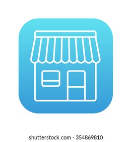 Shop line icon for web, mobile and infographics. Vector white icon on the blue gradient square with rounded corners isolated on white background.