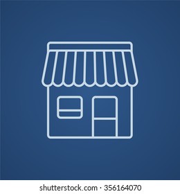 Shop line icon for web, mobile and infographics. Vector light blue icon isolated on blue background.