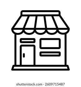 Shop Line Vector Illustration On White Background.