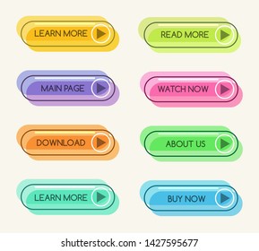 Shop linear buttons design. Shopping button icons, modern easy designed online buy and learn, login and booking vector elements
