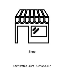 Shop linear icon vector on white background. Black icon illustration