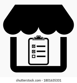 Ladenliste Symbol kaufen. Einkaufsliste. Verspätete Waren. E-Commerce. Vektorsymbol.