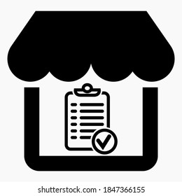 Ladenliste Symbol kaufen. Einkaufsliste. Verspätete Waren. E-Commerce. Vektorsymbol.