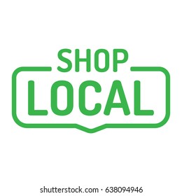 Shop local. Badge flat vector on white background.