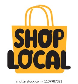 Shop local. Badge, icon. Flat vector illustration on white background.