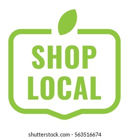 Shop local. Badge, logo, icon. Flat vector illustration on white background. Can be used business company.