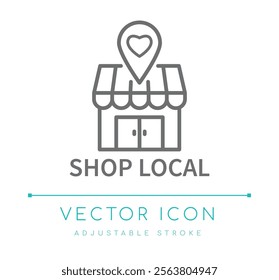 Shop Local Eco Friendly Icon, Buy Local Small Business Icon,  Sustainable Business Shopping