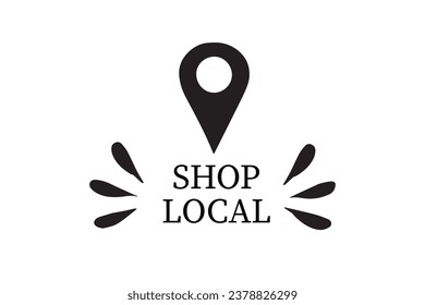 Shop local hand drawn text and doodle badge, logo, icon. Shop local on a white background. Small shop, local business