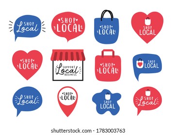 Shop-Icon-Set-Design für den Einzelhandel kaufen und Markt-Thema Vektorgrafik